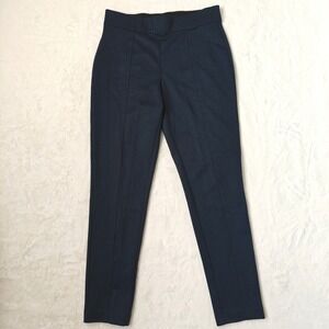 Anne Klein Pull On Pants Legging Navy Herringbone Print Elastic Waist‎ Medium
